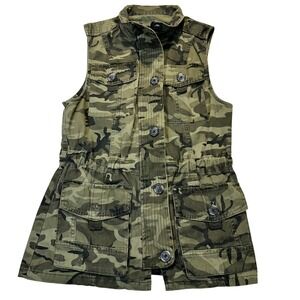 Ashley Utility Vest Womens Size S Green Camo Military Cargo Gorpcore